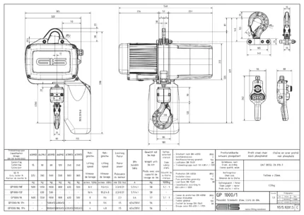 GIS GP1000 električna lančana dizalica 500-1600kg 1 lanac