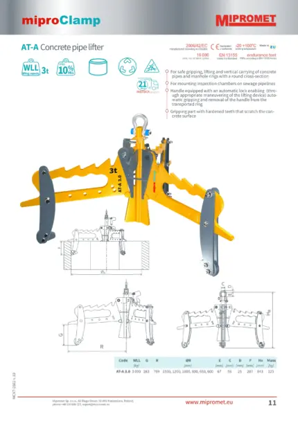 AT-A automatska hvataljka za cijevi | nosivost 3t