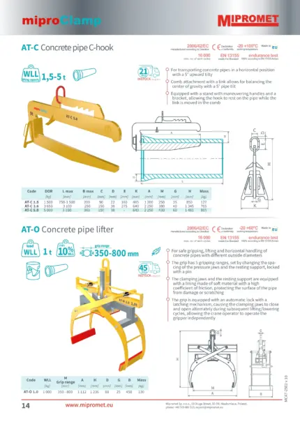 AT-C C-kuka za horizontalni transport cijevi AT-O Automatska horizontalna hvataljka za cijevi | Mipromet