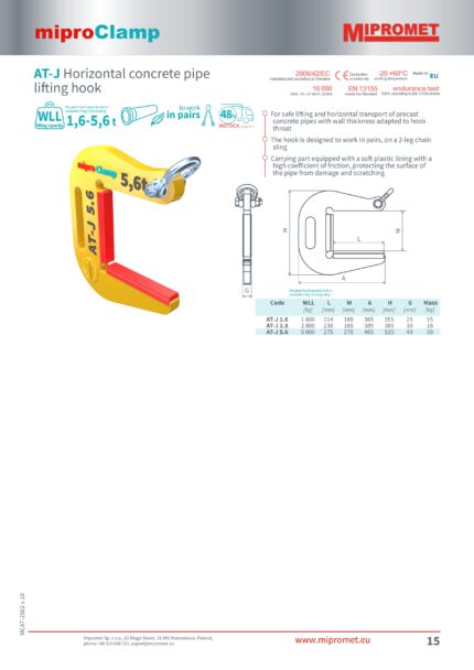 AT-J kuka za transport cijevi bez oštećenja