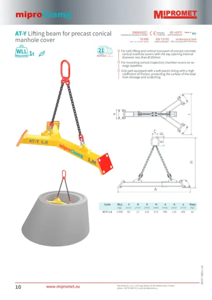 AT-Y traverza za konuse šahtova | nosivost 1t