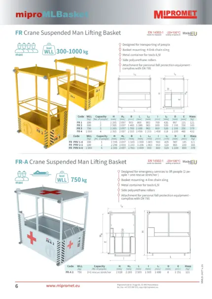 FR Radna košara za viličar | FR-A Radna košara za spašavanje